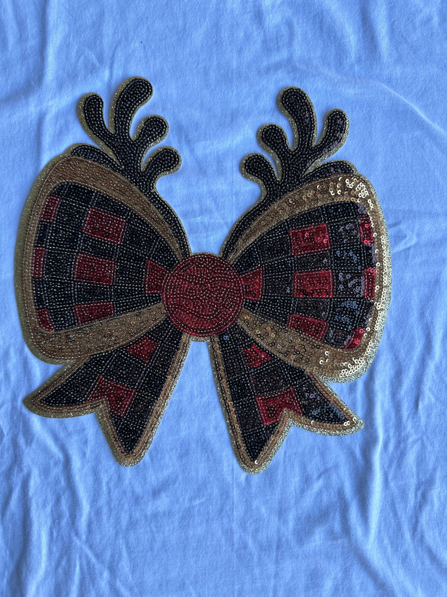 Plaid Reindeer Sequin Patch