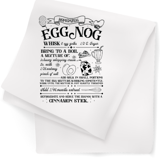 Tea Towel with Egg Nog Recipe