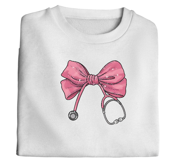Pink Bow with Stethoscope
