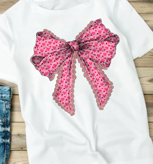 Valentine's - Lace Bow with Hearts