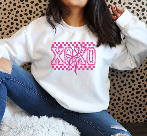 Valentine's - Hot Pink XOXO Checkered with Bow