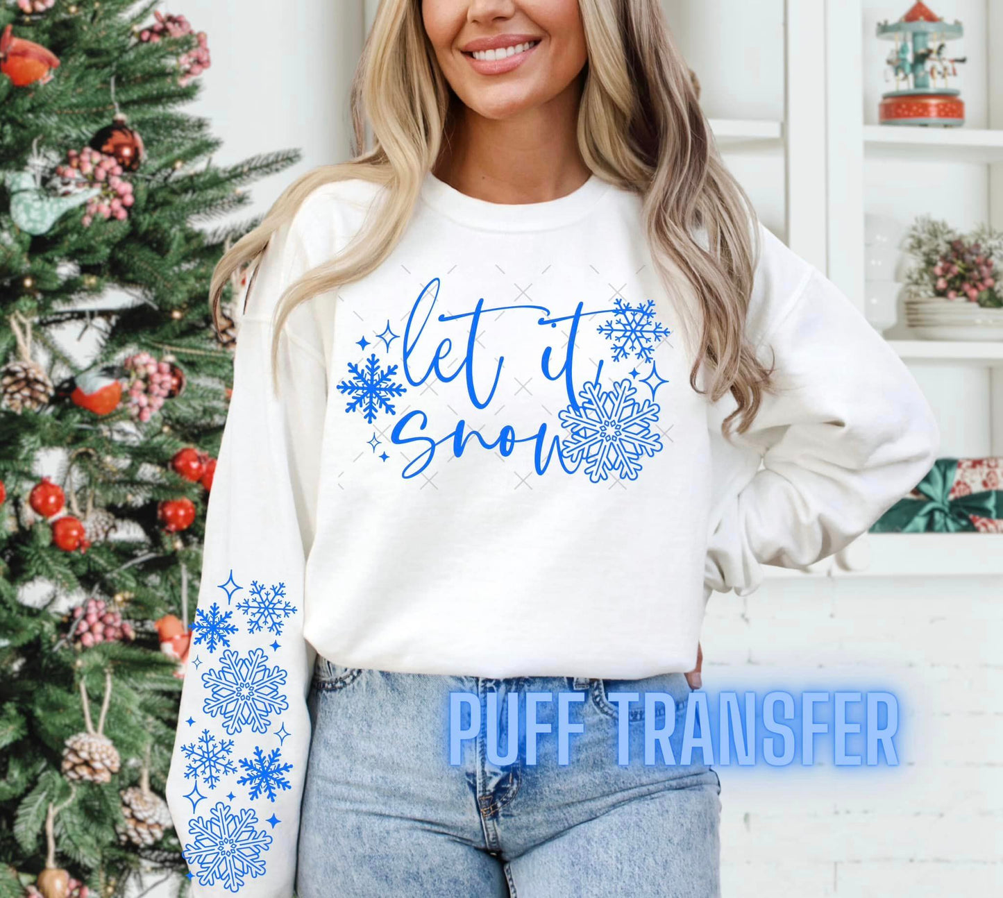 Puff Print - Blue Let it Snow