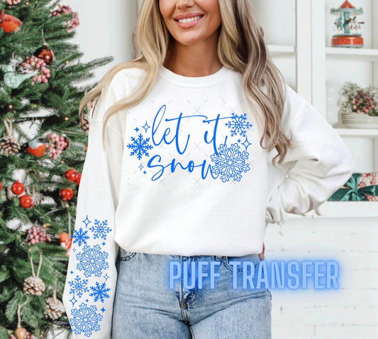 Puff Print - Blue Let it Snow