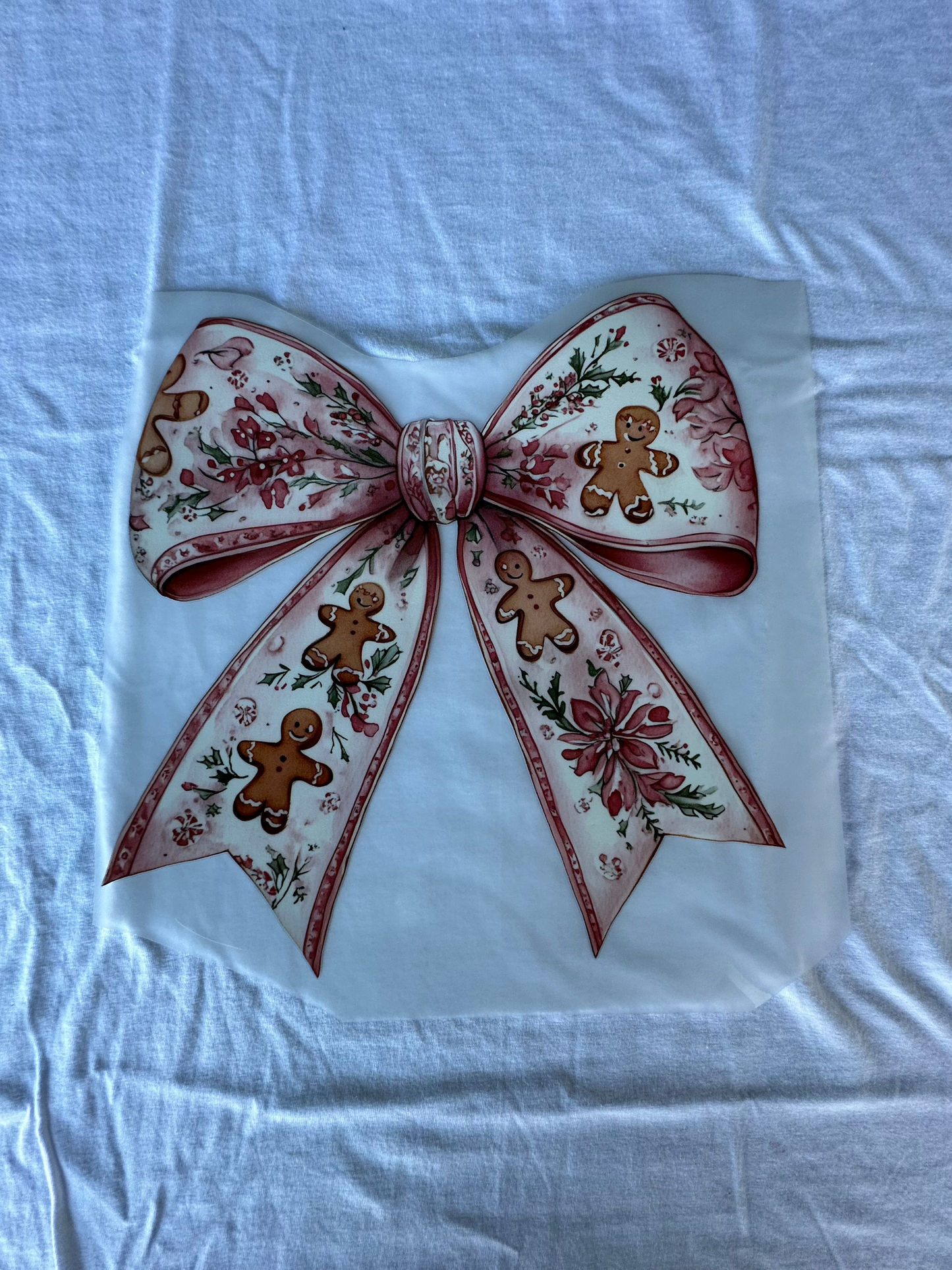 Pink Christmas Bow with Gingerbread