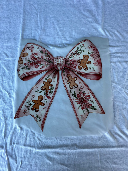 Pink Christmas Bow with Gingerbread