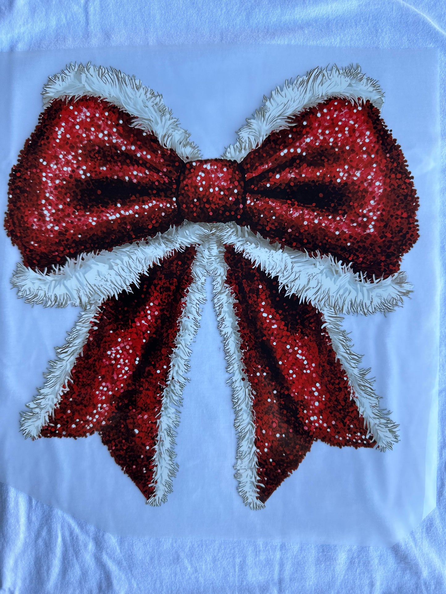 Red and White Faux Glitter Bow - print