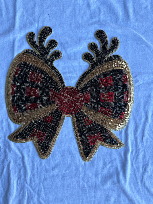 Plaid Reindeer Sequin Patch