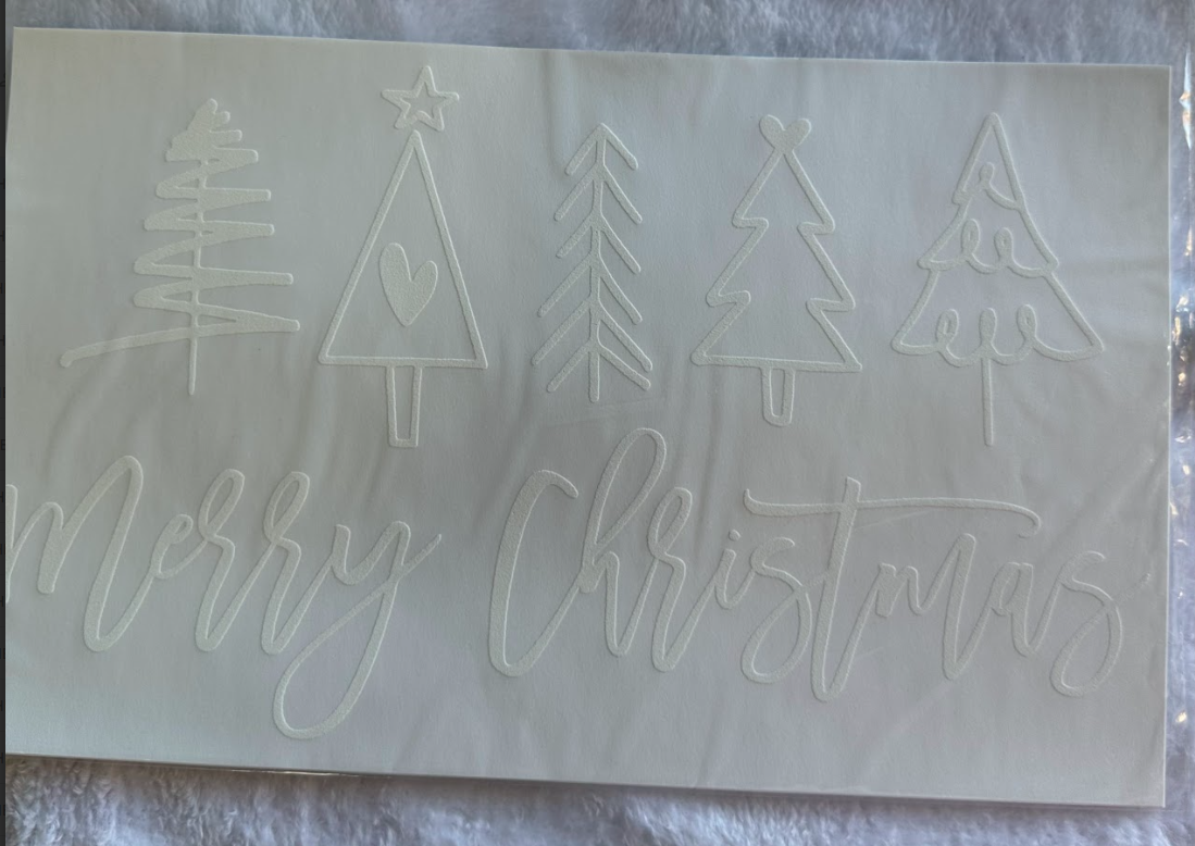 White Print - Merry Christmas with Trees