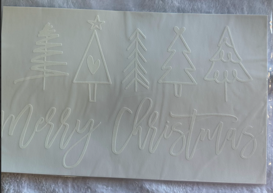 White Print - Merry Christmas with Trees