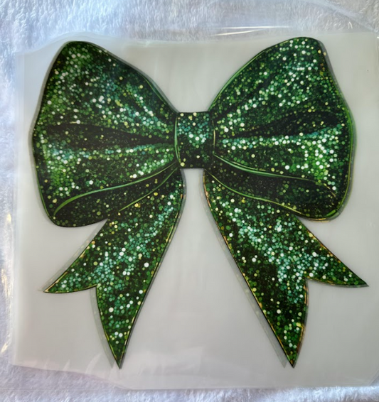 Faux Glitter Green bow