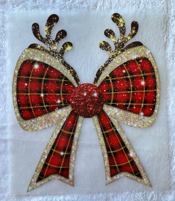 Reindeer Plaid faux glitter bow