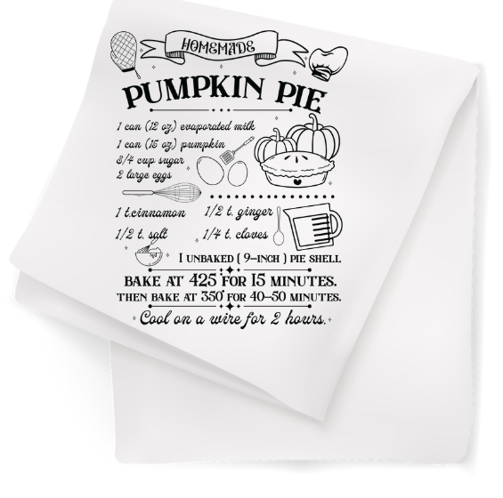 Tea Towel with Pumpkin Pie Recipe