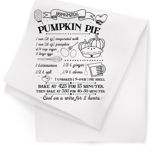 Tea Towel with Pumpkin Pie Recipe