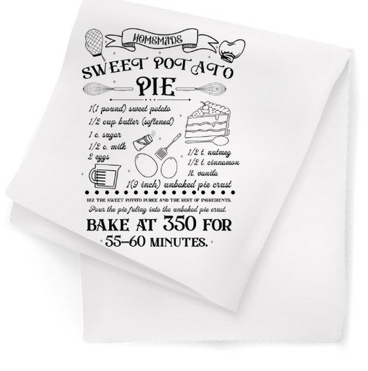 Tea Towel with Sweet Potato Pie Recipe