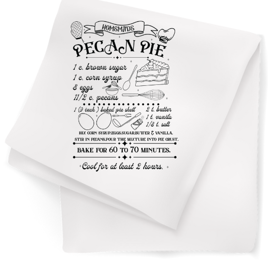Tea Towel with Pecan Pie Recipe