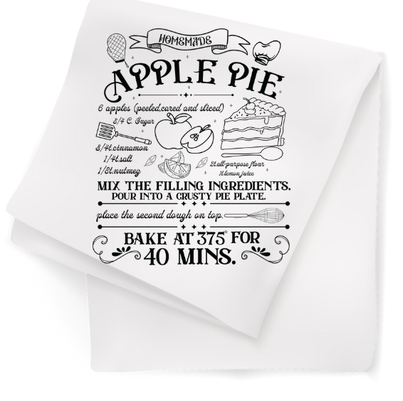 Tea Towel with Apple Pie Recipe