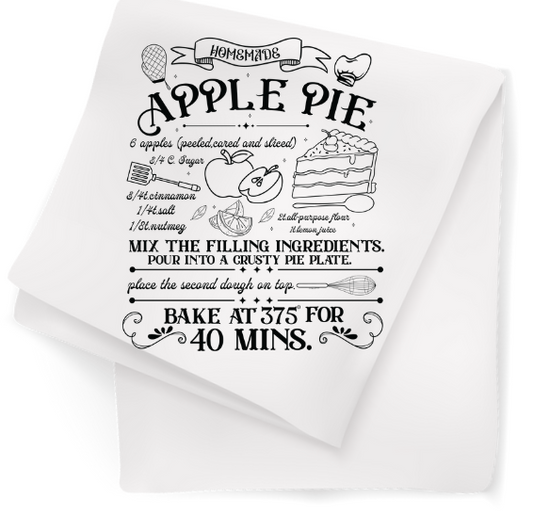 Tea Towel with Apple Pie Recipe