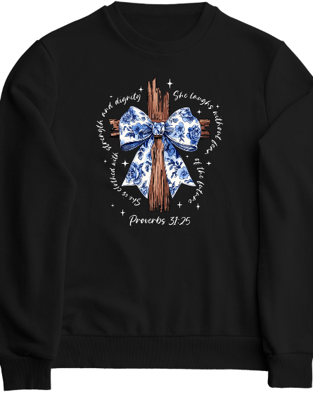 Blue Bow on Cross