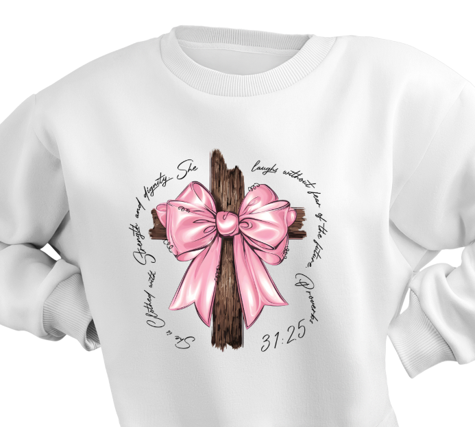 Pink Bow on Cross