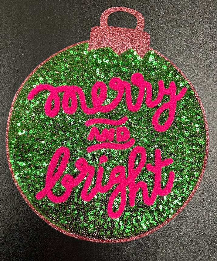 Merry & Bright Ornament Patch (Sequin and Chenille)