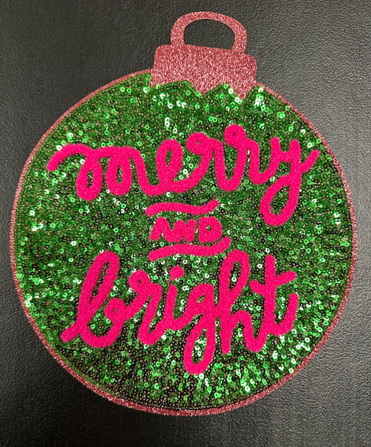 Merry & Bright Ornament Patch (Sequin and Chenille)