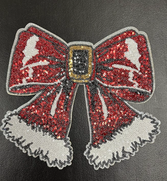 Sequin Santa Bow Patch