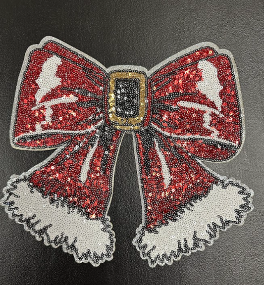 Sequin Santa Bow Patch