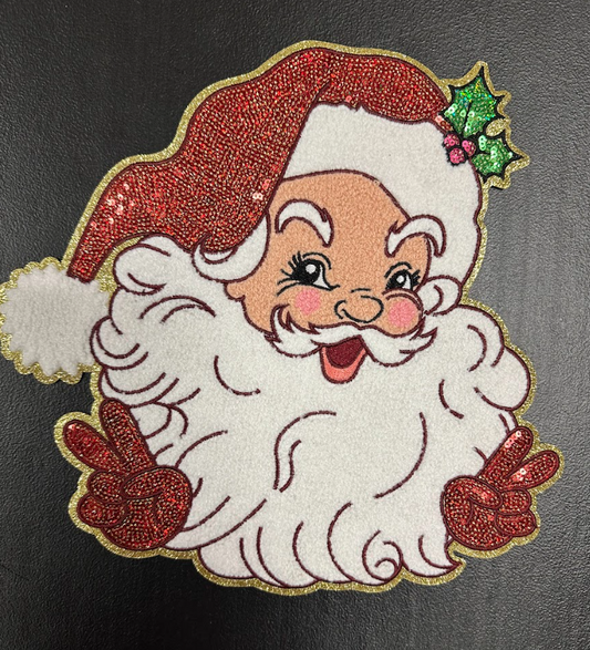 Sequin Peace Santa