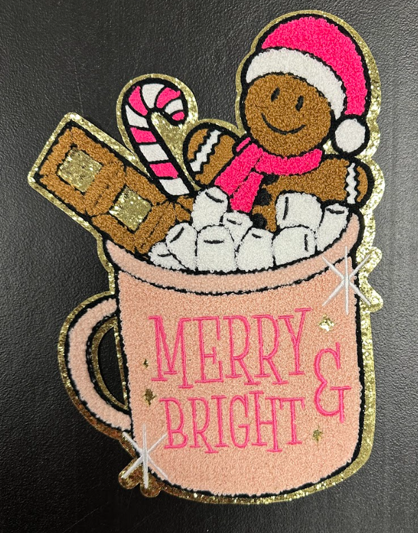 Merry & Bright Hot Cocoa Chenille Patch