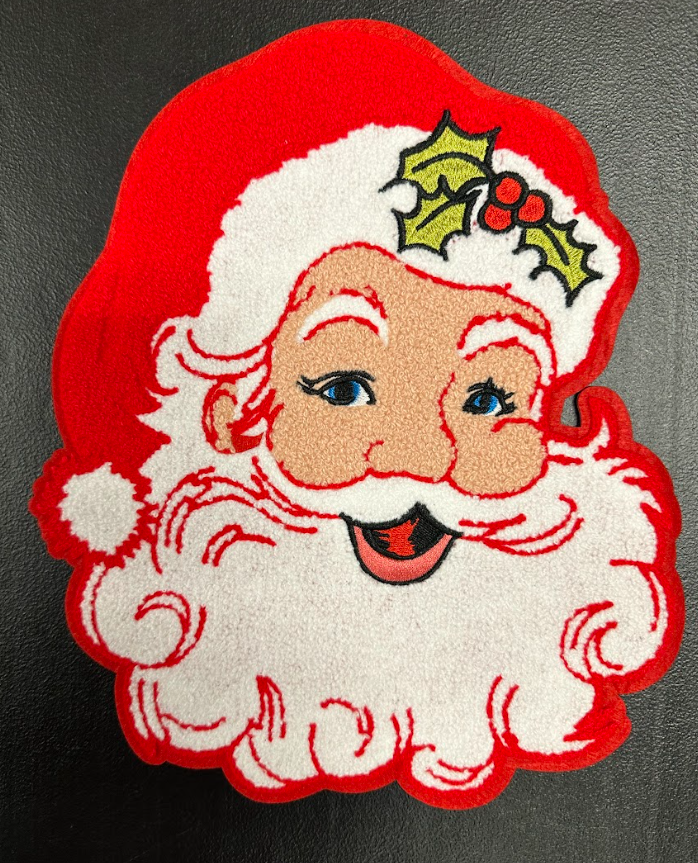 Bright Red Chenille Santa Patch