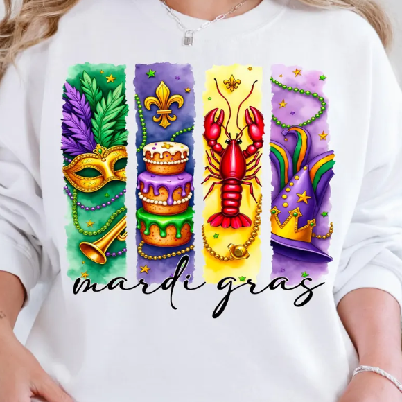 Mardi Gras - 4 Stripe with Black Text Collection