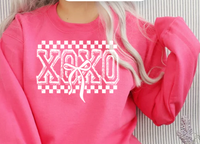 Valentine's - White XOXO Checkered with Bow