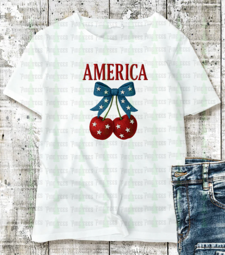 America Cherries (Faux Embrodered)