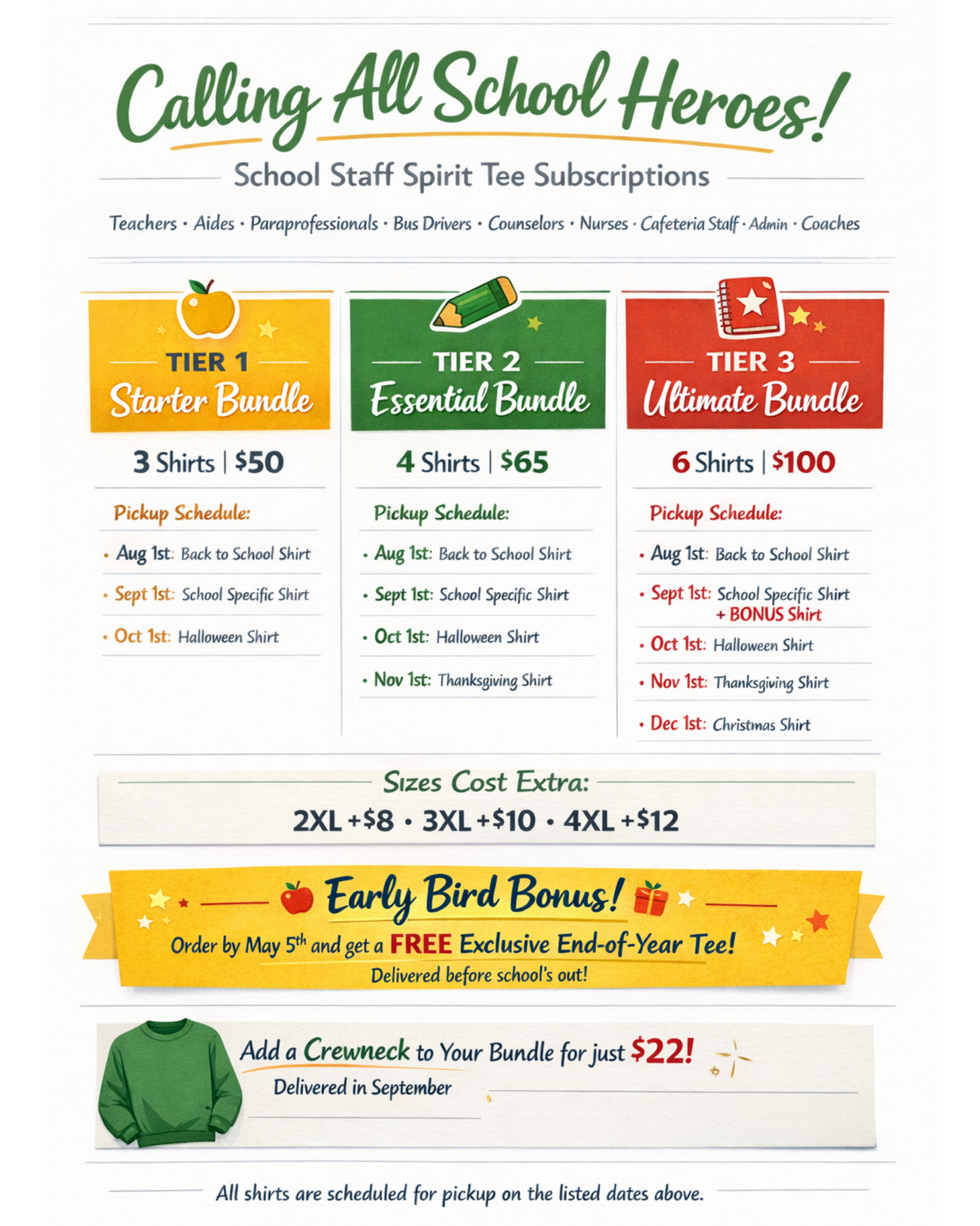 School Staff Spirit Tee Subscription